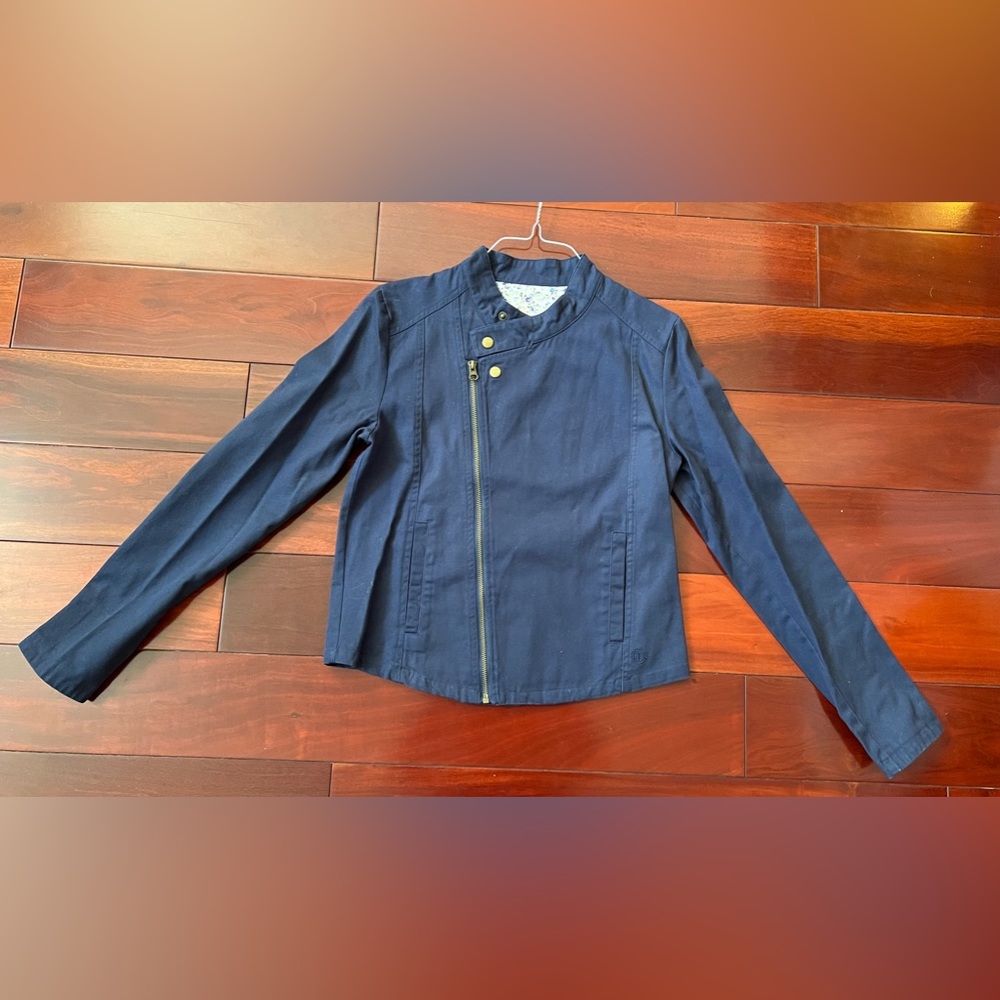 Elements Navy Khaki Fabric Moto Biker Jacket Sz M Medium